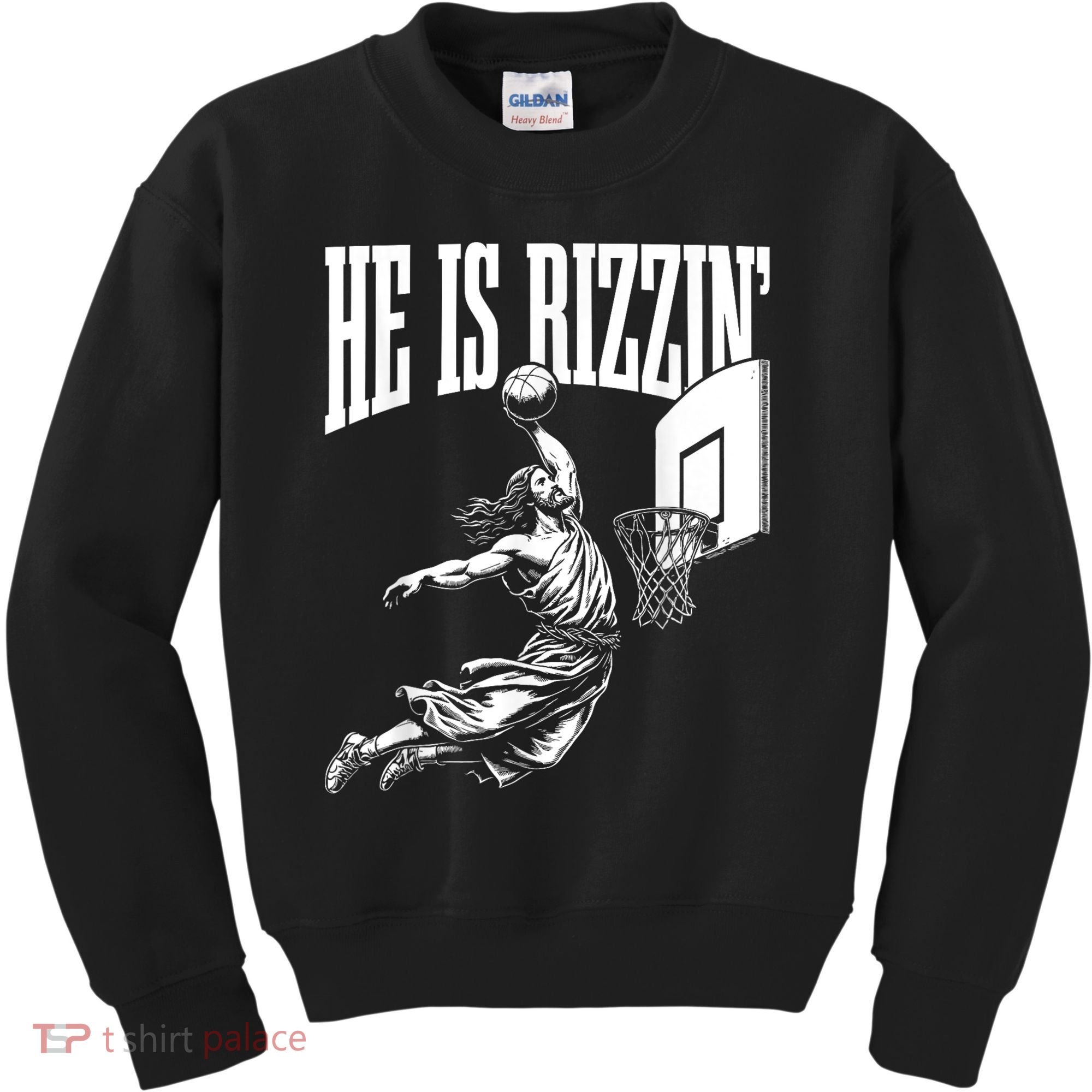 He Is Rizzin Funny Jesus Basketball Meme Kids Sweatshirt