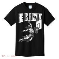 He Is Rizzin Funny Jesus Basketball Meme Kids T-Shirt thumb 0