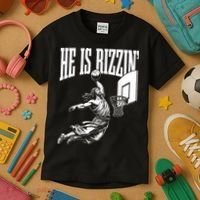He Is Rizzin Funny Jesus Basketball Meme Kids T-Shirt thumb 3
