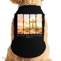 He Is Risen Christian Wildflower Happy Easter Doggie Tank thumb 0