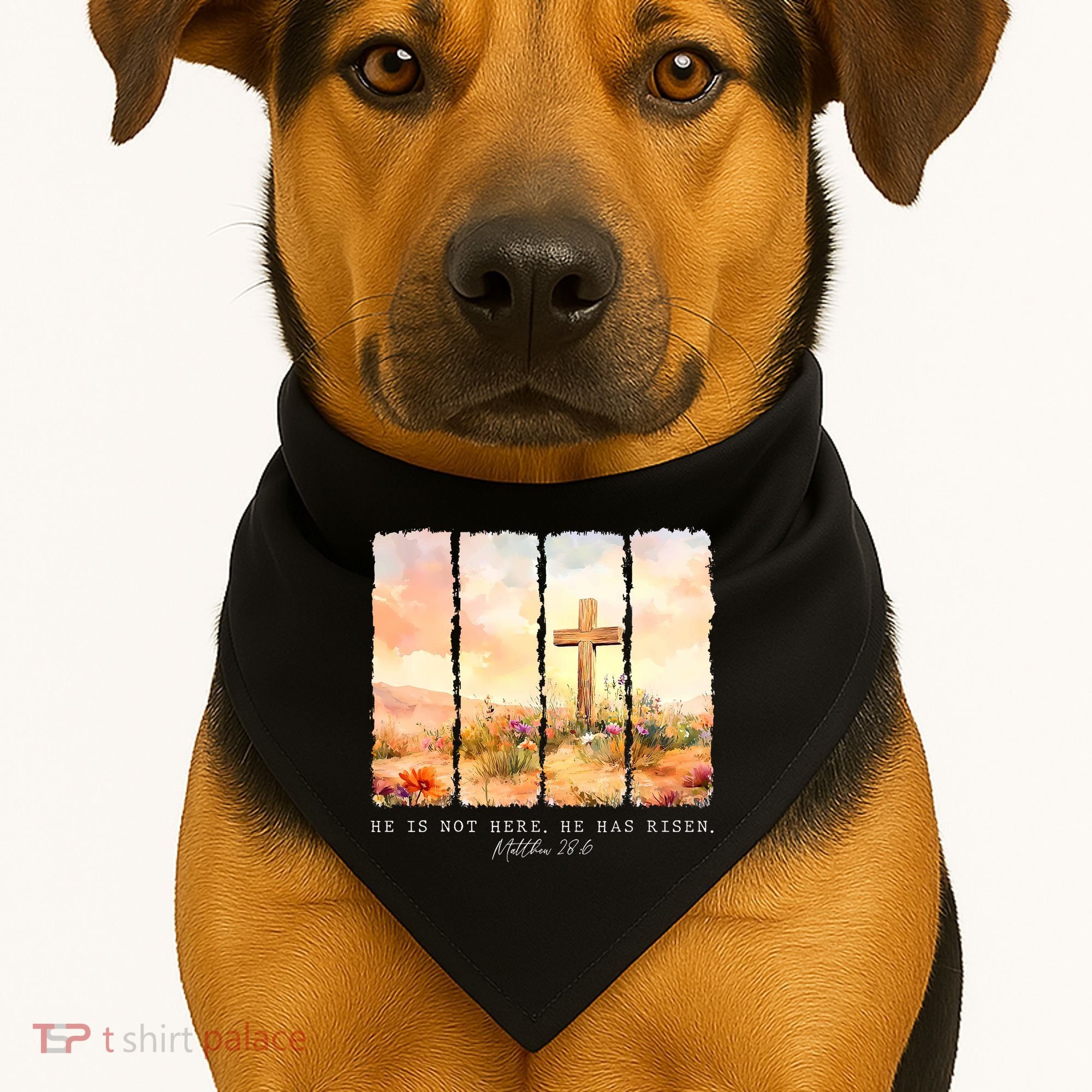 He Is Risen Christian Wildflower Happy Easter USA-Made Doggie Bandana