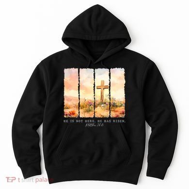 He Is Risen Christian Wildflower Happy Easter Hoodie