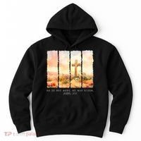 He Is Risen Christian Wildflower Happy Easter Hoodie thumb 0