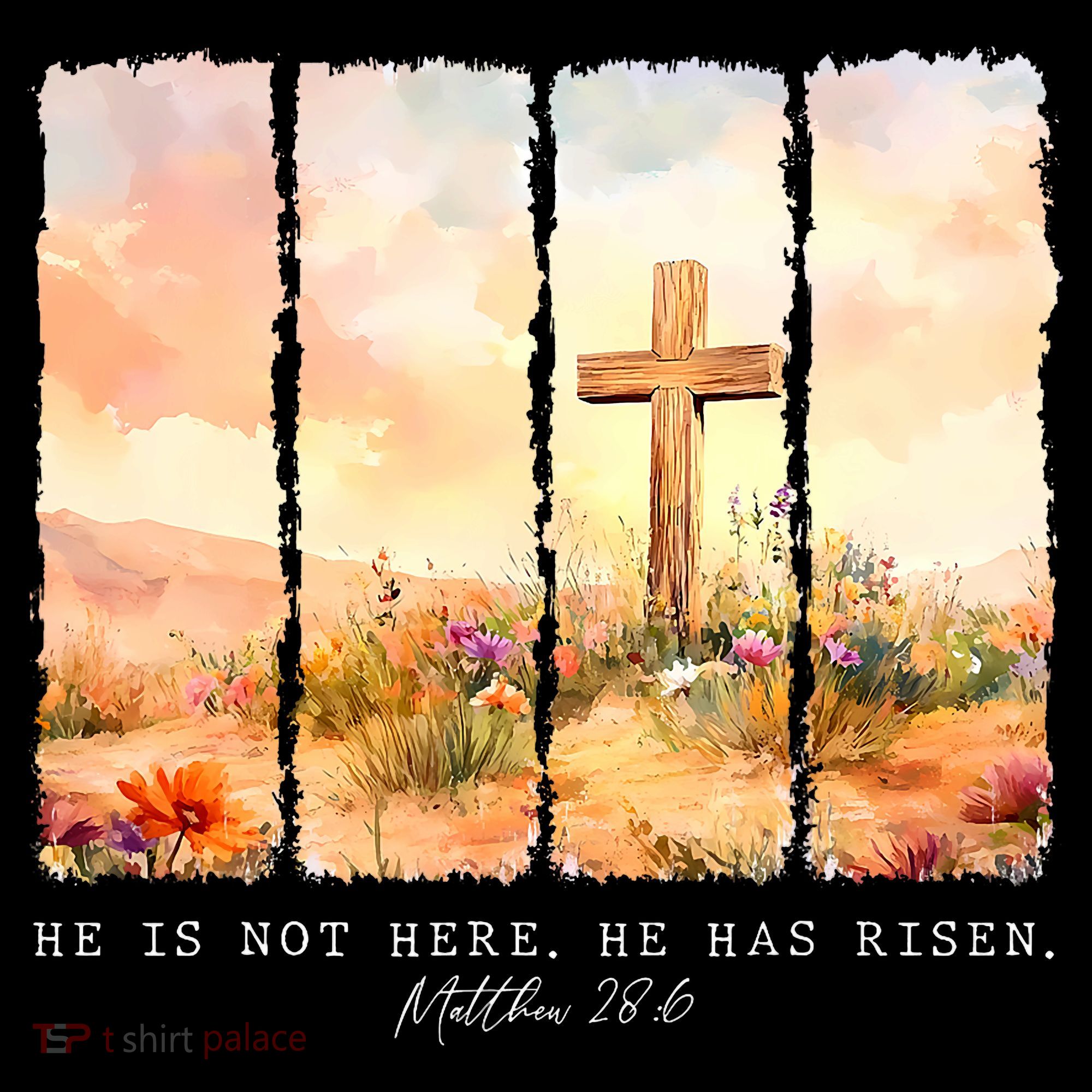 He Is Risen Christian Wildflower Happy Easter Hoodie
