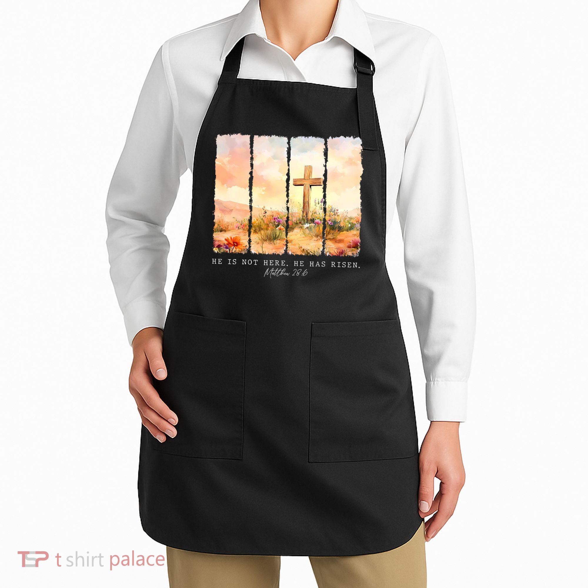 He Is Risen Christian Wildflower Happy Easter Apron