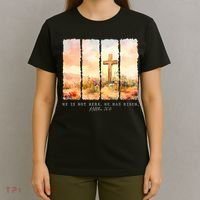 He Is Risen Christian Wildflower Happy Easter T-Shirt thumb 4