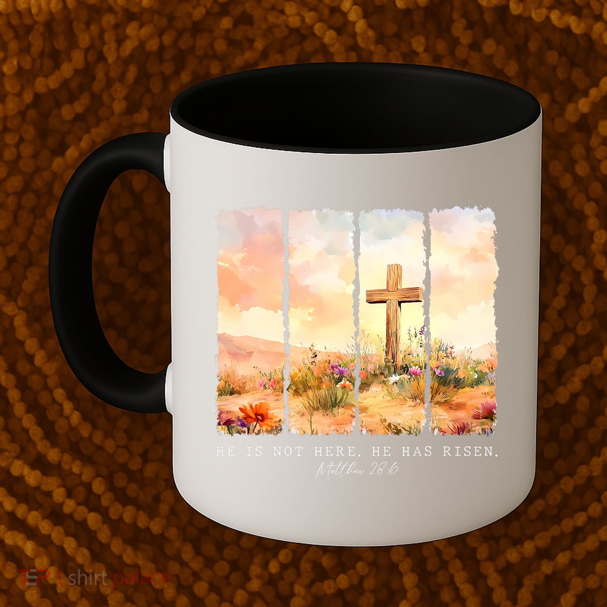 He Is Risen Christian Wildflower Happy Easter Coffee Mug