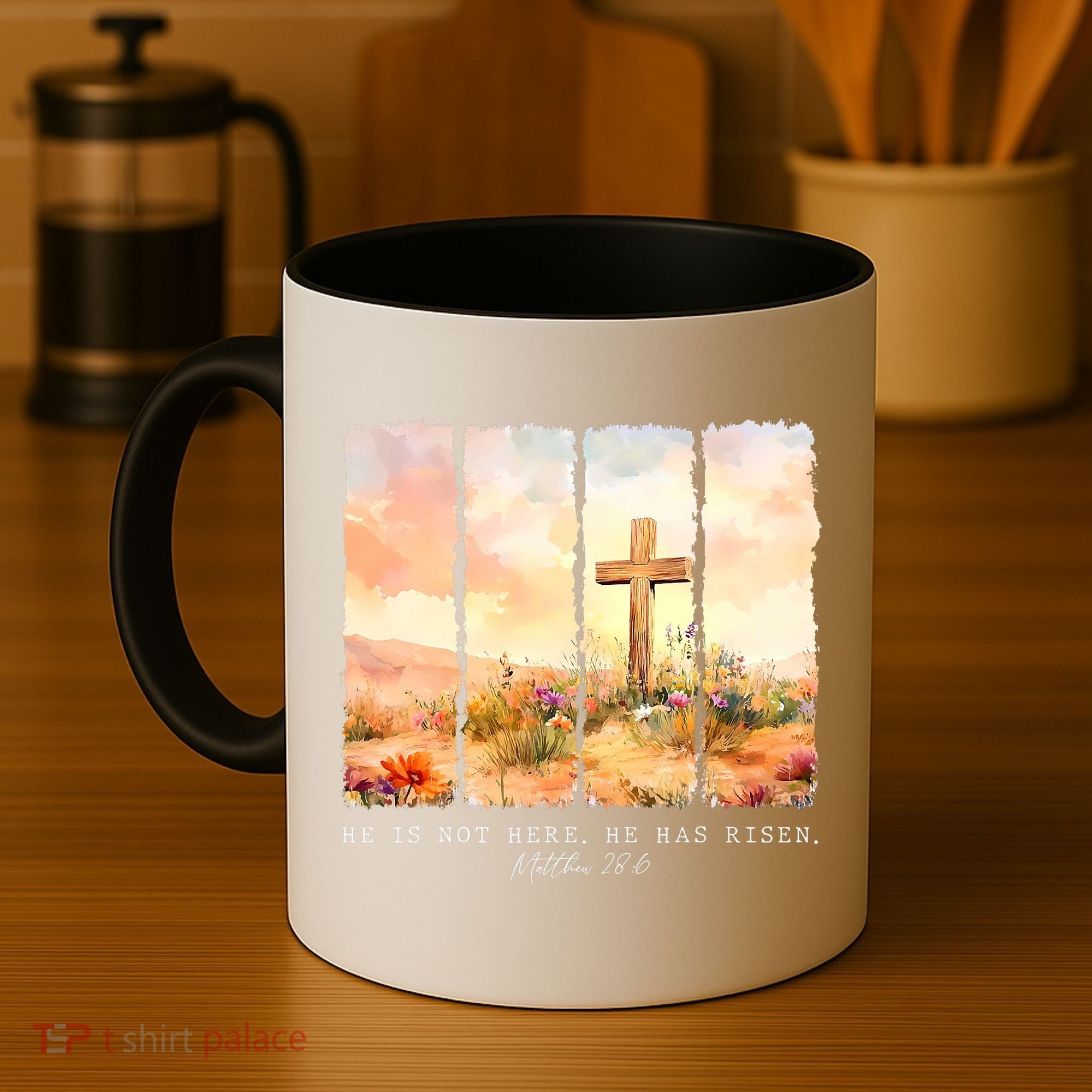 He Is Risen Christian Wildflower Happy Easter Coffee Mug