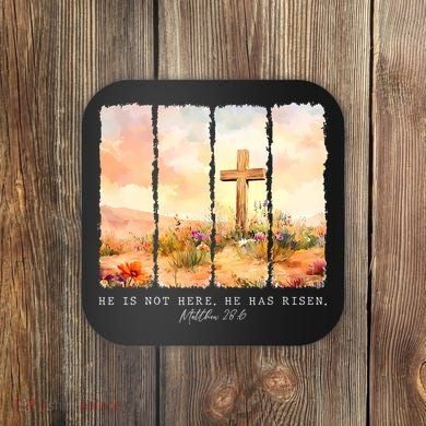 He Is Risen Christian Wildflower Happy Easter Coaster