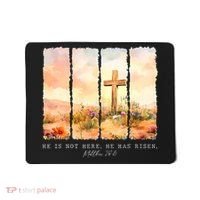 He Is Risen Christian Wildflower Happy Easter Mousepad thumb 0