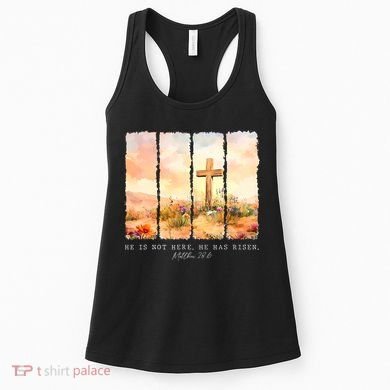 He Is Risen Christian Wildflower Happy Easter Women's Tank Top