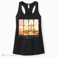 He Is Risen Christian Wildflower Happy Easter Women's Tank Top thumb 0