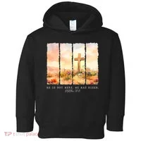 He Is Risen Christian Wildflower Happy Easter Toddler Hoodie thumb 0
