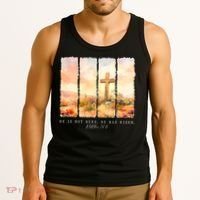 He Is Risen Christian Wildflower Happy Easter Tank Top thumb 3