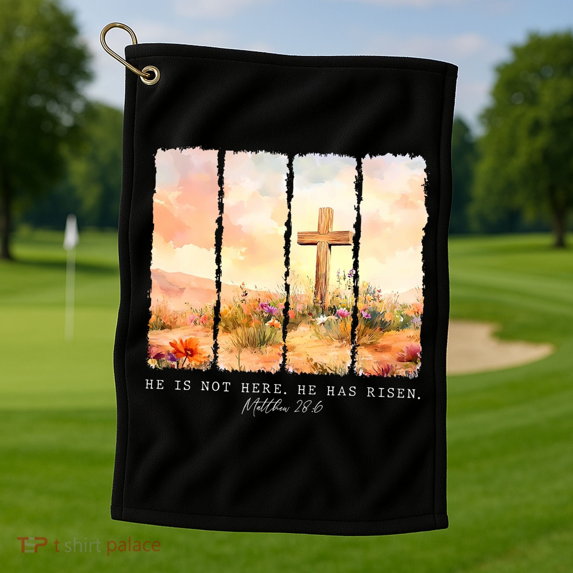 He Is Risen Christian Wildflower Happy Easter Golf Towel