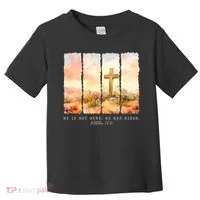 He Is Risen Christian Wildflower Happy Easter Toddler T-Shirt thumb 0
