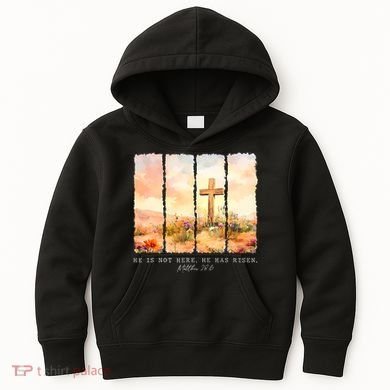 He Is Risen Christian Wildflower Happy Easter Kids Hoodie