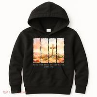 He Is Risen Christian Wildflower Happy Easter Kids Hoodie thumb 0
