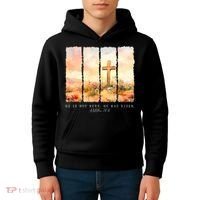 He Is Risen Christian Wildflower Happy Easter Kids Hoodie thumb 4