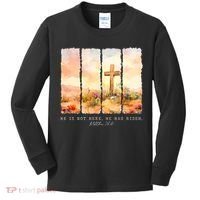 He Is Risen Christian Wildflower Happy Easter Kids Long Sleeve Shirt thumb 0