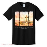 He Is Risen Christian Wildflower Happy Easter Kids T-Shirt thumb 0