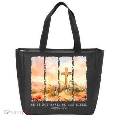 He Is Risen Christian Wildflower Happy Easter Tote Bag