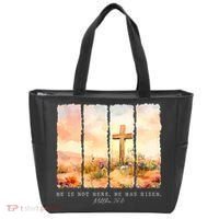 He Is Risen Christian Wildflower Happy Easter Tote Bag thumb 0