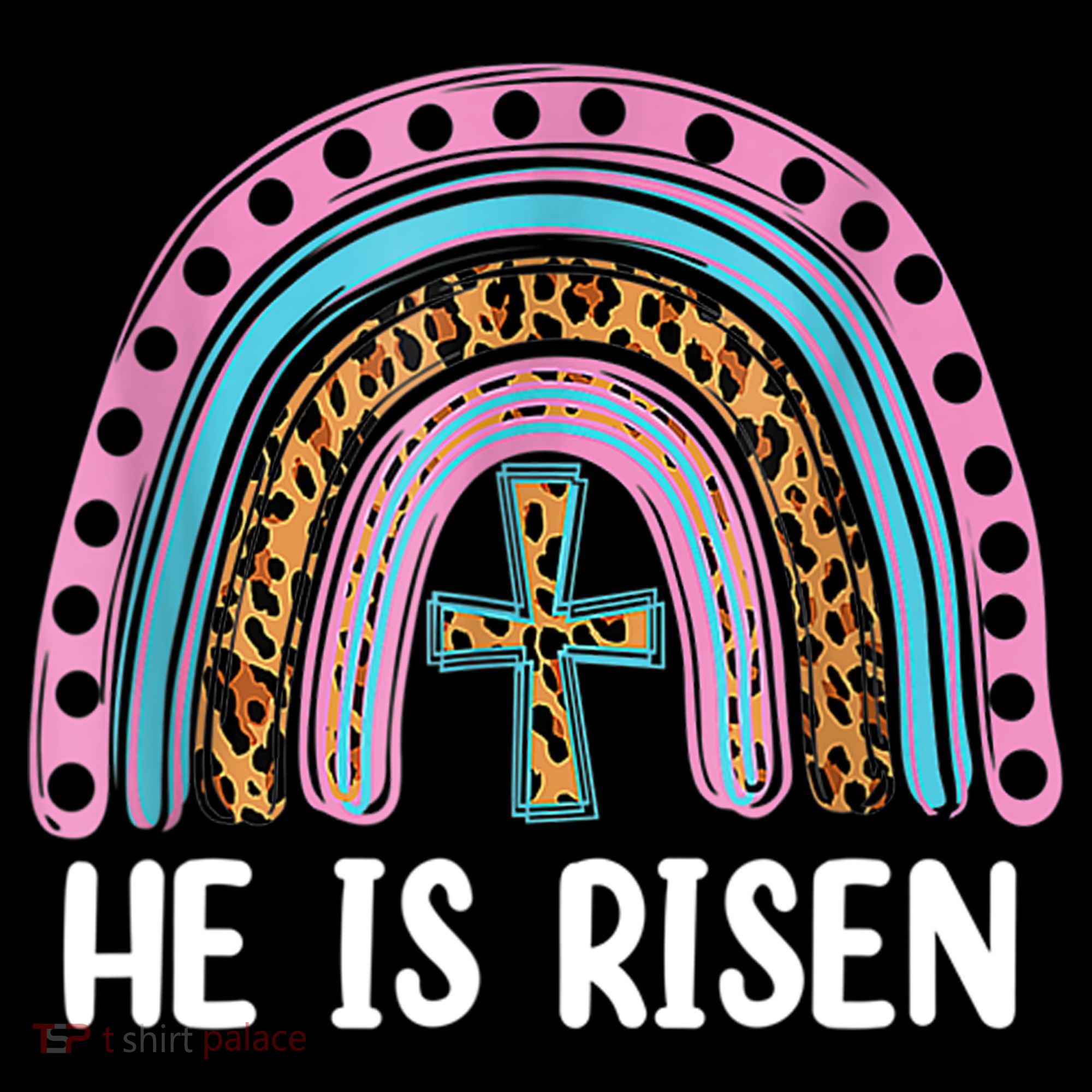 He Is Risen Rainbow Easter Cross USA-Made Doggie Bandana