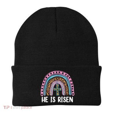 He Is Risen Rainbow Easter Cross Beanie