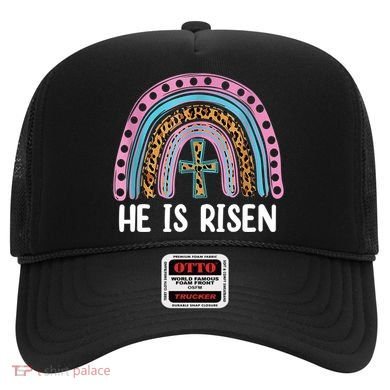 He Is Risen Rainbow Easter Cross Hat