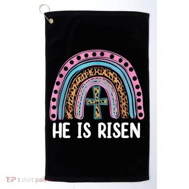 He Is Risen Rainbow Easter Cross Golf Towel