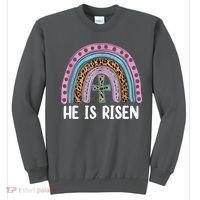 He Is Risen Rainbow Easter Cross Sweatshirt thumb 0