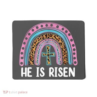 He Is Risen Rainbow Easter Cross Mousepad