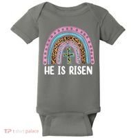 He Is Risen Rainbow Easter Cross Baby Bodysuit thumb 0