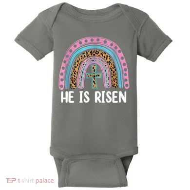 He Is Risen Rainbow Easter Cross Baby Bodysuit