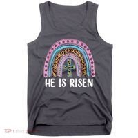 He Is Risen Rainbow Easter Cross Tank Top thumb 0