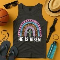 He Is Risen Rainbow Easter Cross Tank Top thumb 4