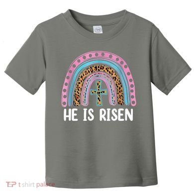 He Is Risen Rainbow Easter Cross Toddler T-Shirt