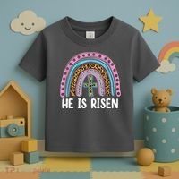 He Is Risen Rainbow Easter Cross Toddler T-Shirt thumb 3