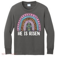He Is Risen Rainbow Easter Cross Kids Long Sleeve Shirt thumb 0