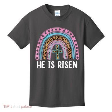He Is Risen Rainbow Easter Cross Kids T-Shirt