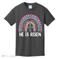 He Is Risen Rainbow Easter Cross Kids T-Shirt thumb 0