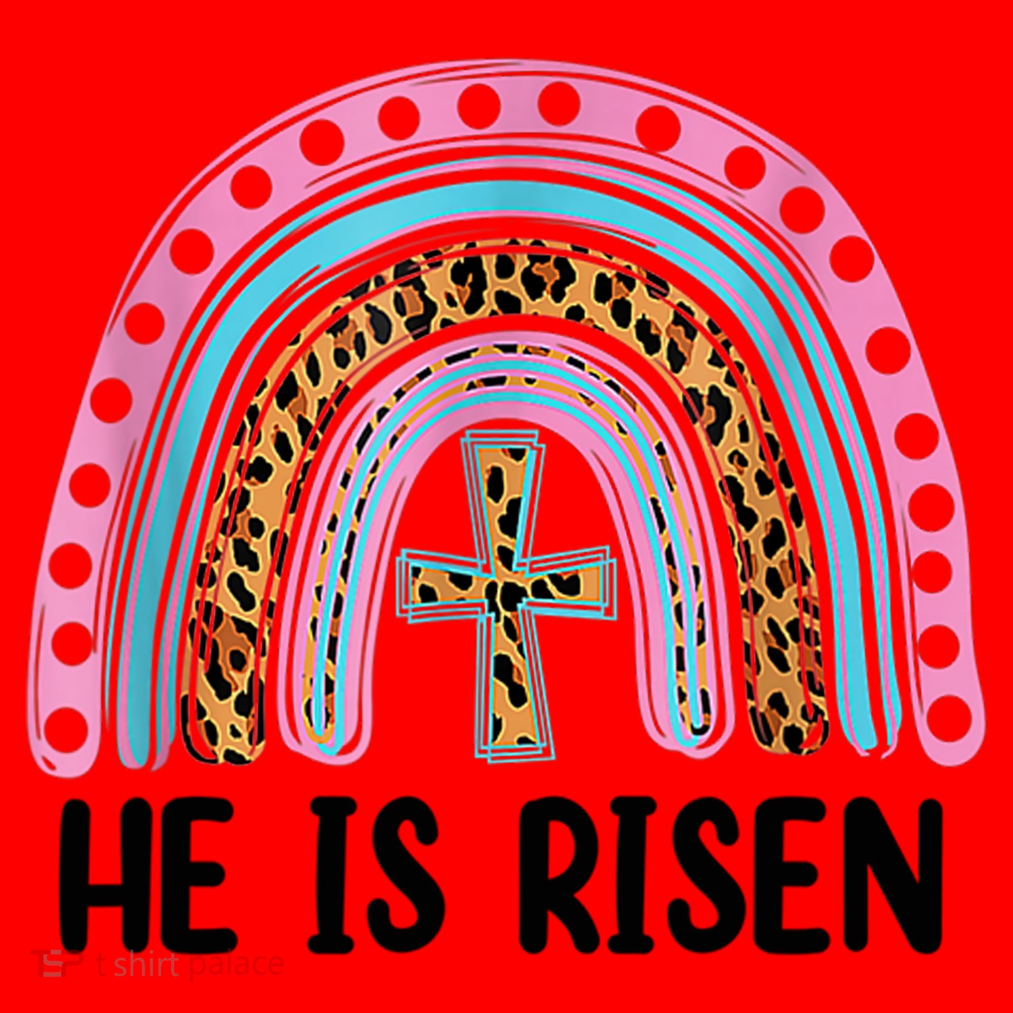 He Is Risen Rainbow Easter Cross Santa Hat