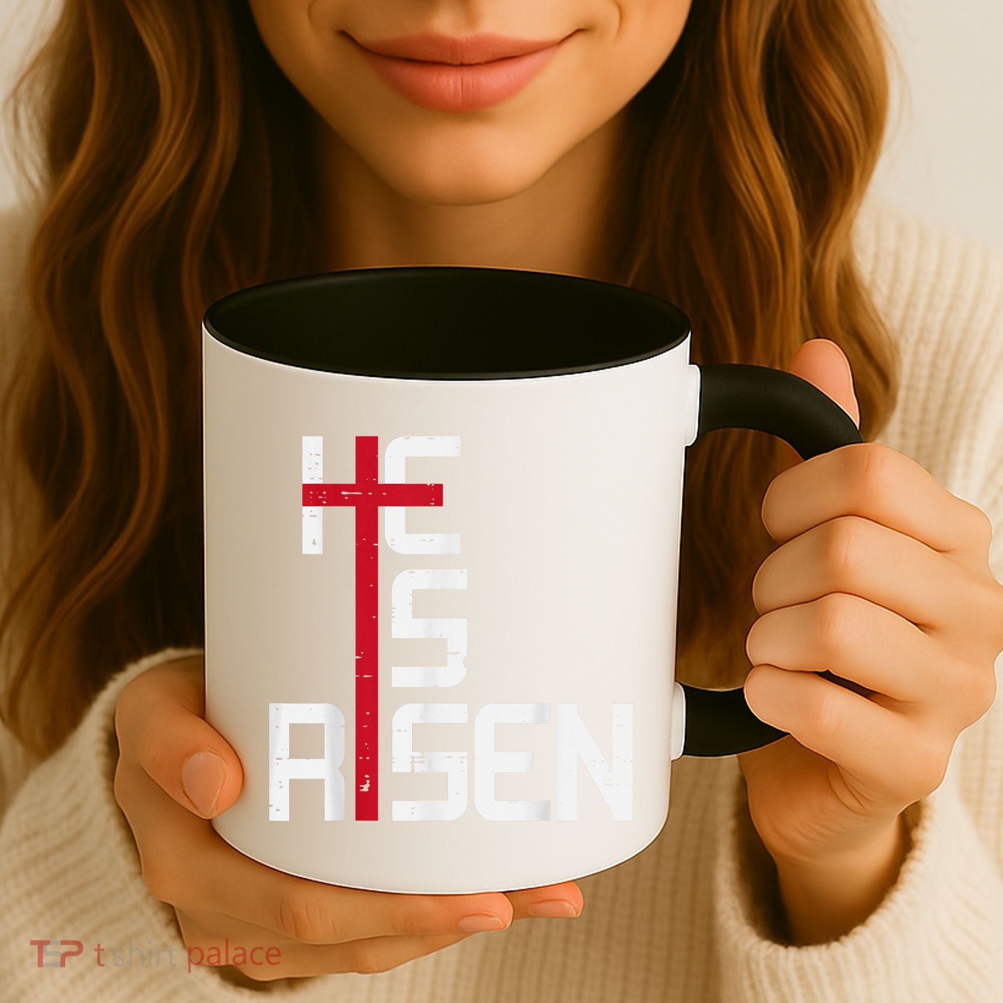 He Is Risen Cross Jesus Easter Christian Religiousns Coffee Mug