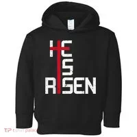 He Is Risen Cross Jesus Easter Christian Religiousns Toddler Hoodie thumb 0