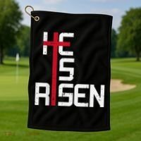 He Is Risen Cross Jesus Easter Christian Religiousns Golf Towel thumb 1