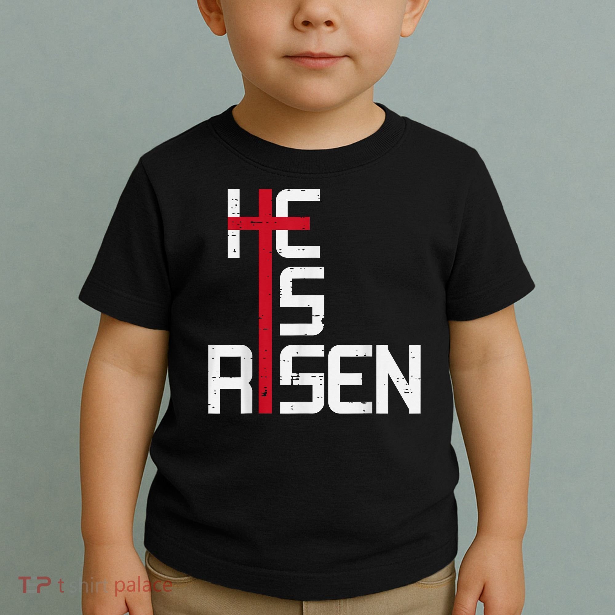 He Is Risen Cross Jesus Easter Christian Religiousns Toddler T-Shirt
