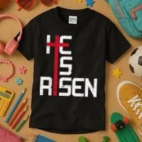 He Is Risen Cross Jesus Easter Christian Religiousns Kids T-Shirt thumb 3