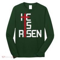 He Is Risen Cross Jesus Easter Christian Religiousns Long Sleeve Shirt thumb 0