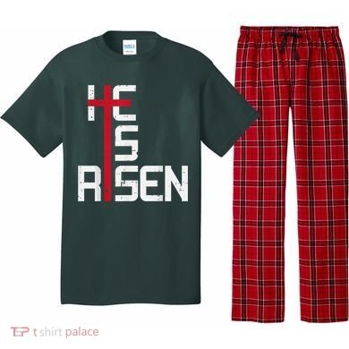 He Is Risen Cross Jesus Easter Christian Religiousns Pajama Set